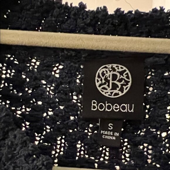 Bobeau Navy w black skeleton Textured Knit Top - Picture 2 of 5